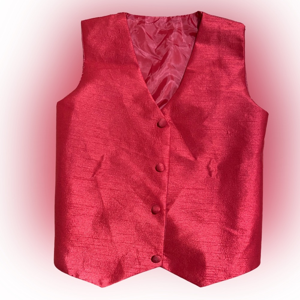 Boys Solid Red Polysilk Vest with Elastic back. Lito Size 8-10 youth